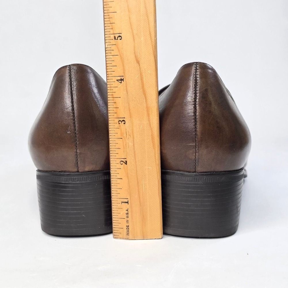 Munro American Loafers Womens Size 9 W Brown Leather Square Toe Block Heel Shoes - Picture 6 of 13